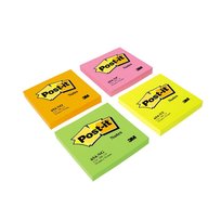 Lipnūs lapeliai Post-it Neon, 76 x 76 mm, 100 lapelių, geltona