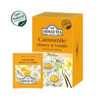 Vaisių ir žolelių arbata AHMAD Camomile Honey & Vanilla, 20 arbatos pakelių x 2 g, vokeliuose